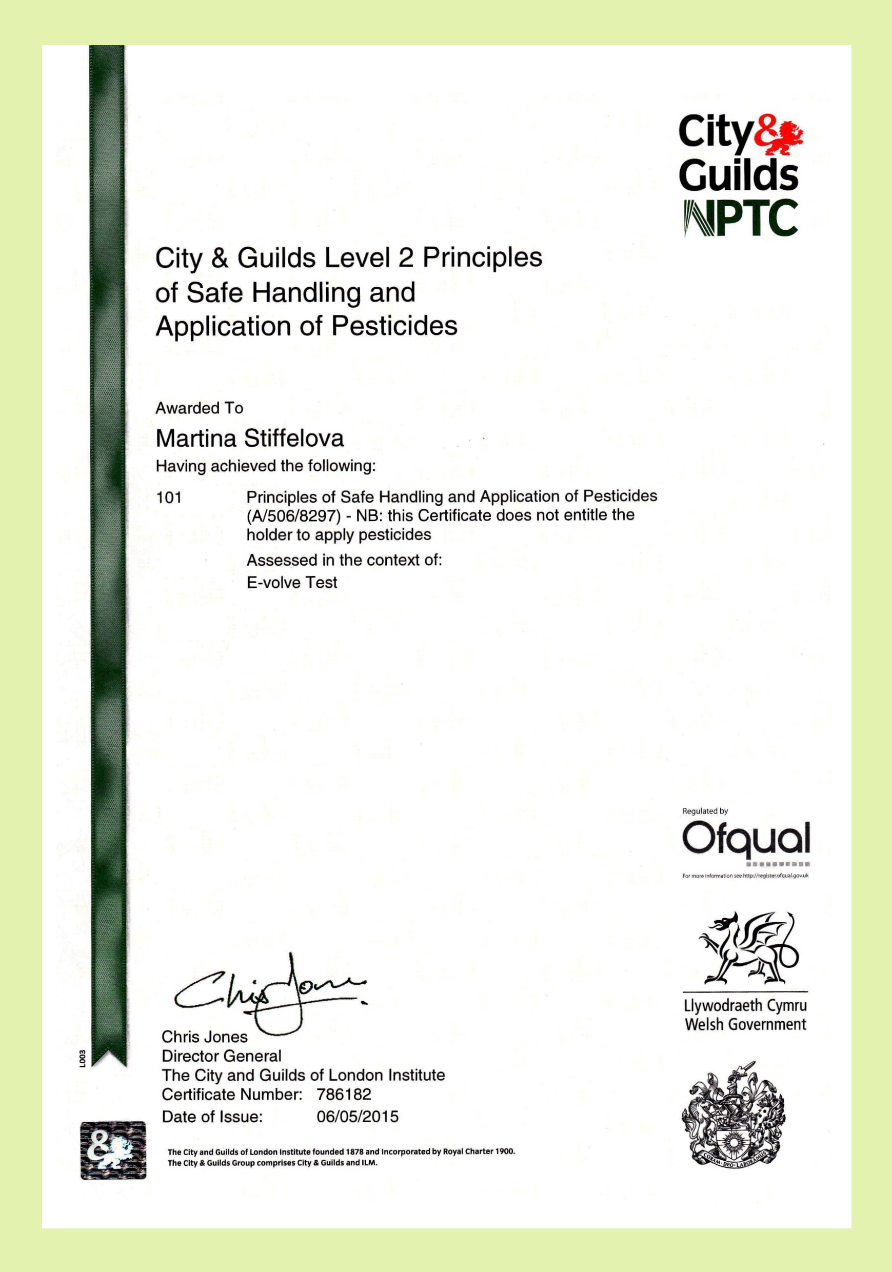 City and Guilds Spraying Certificate Pests